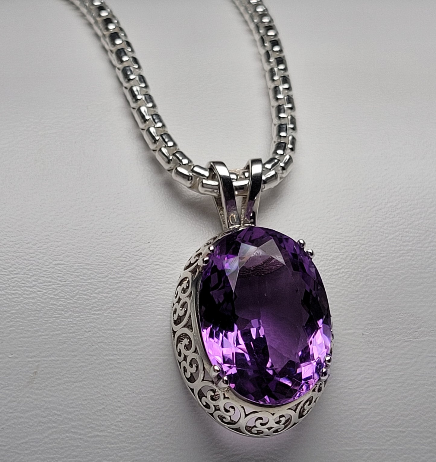 Amethyst Ornate Sterling Silver Necklace
