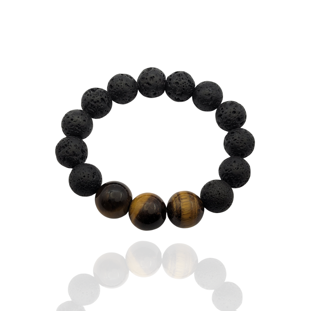 Lava Rock Tiger Eye Trey Bracelet