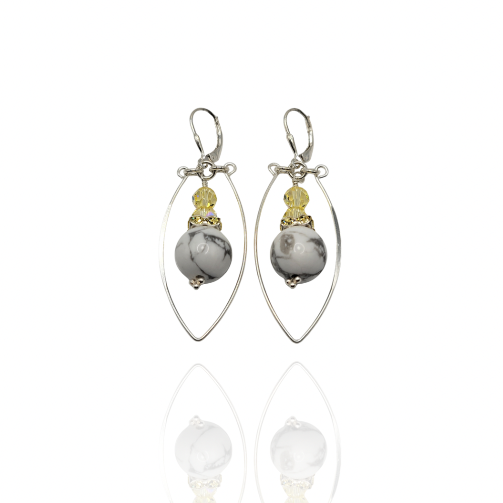 Howlite Oval Dangle Earrings