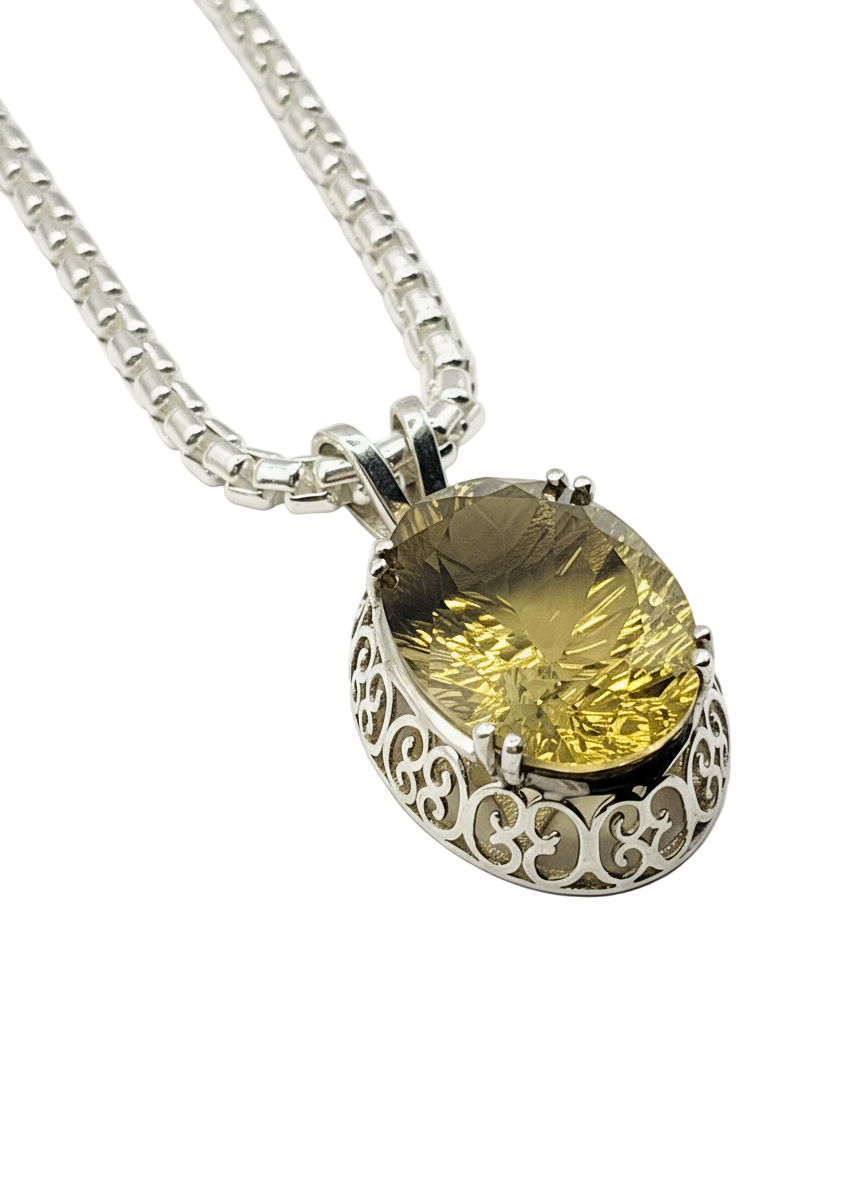 Lemon Quartz Ornate Necklace