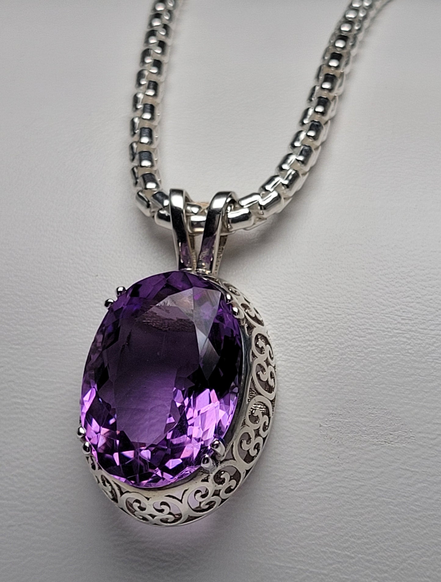 Amethyst Ornate Sterling Silver Necklace