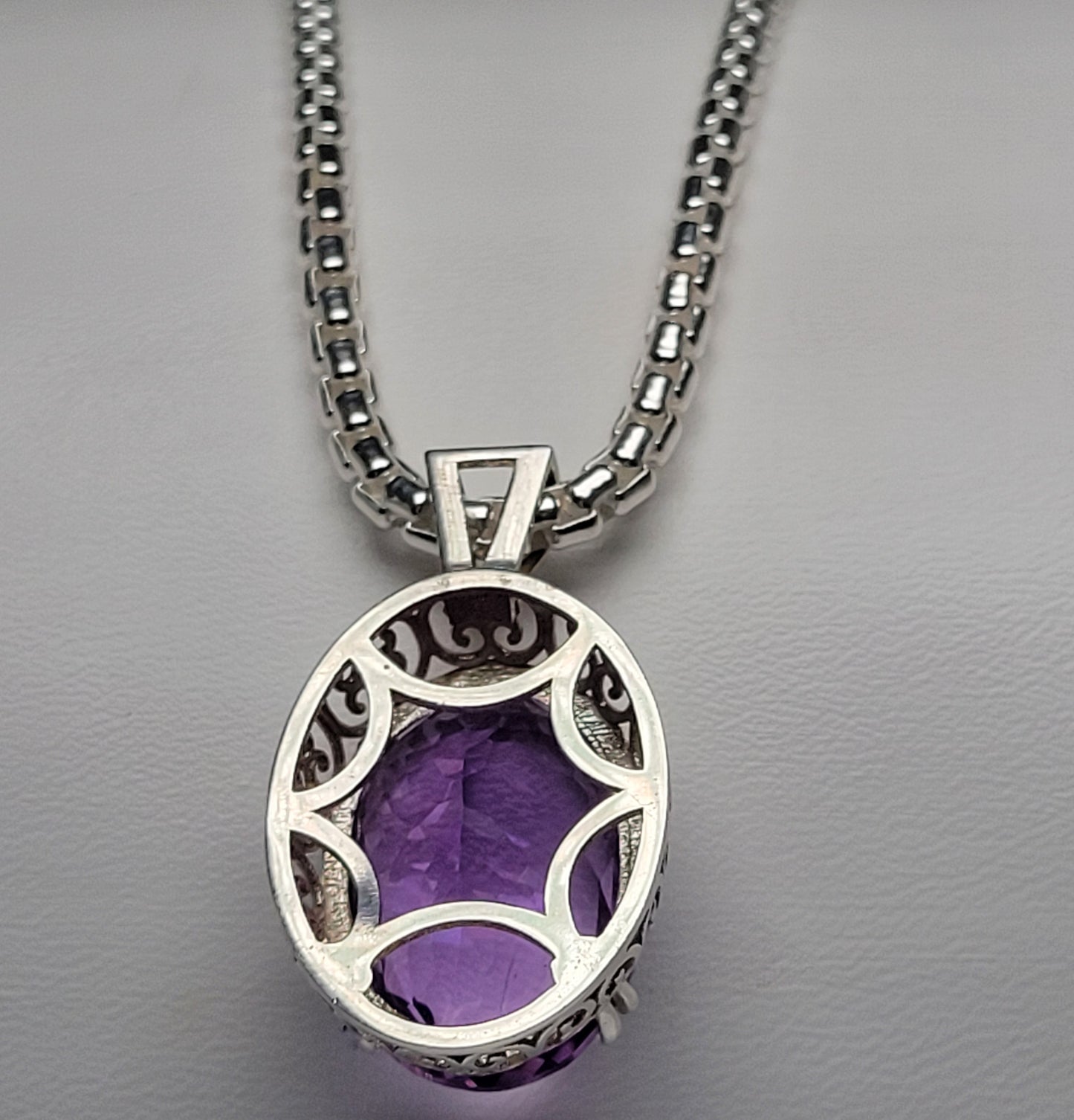 Amethyst Ornate Sterling Silver Necklace