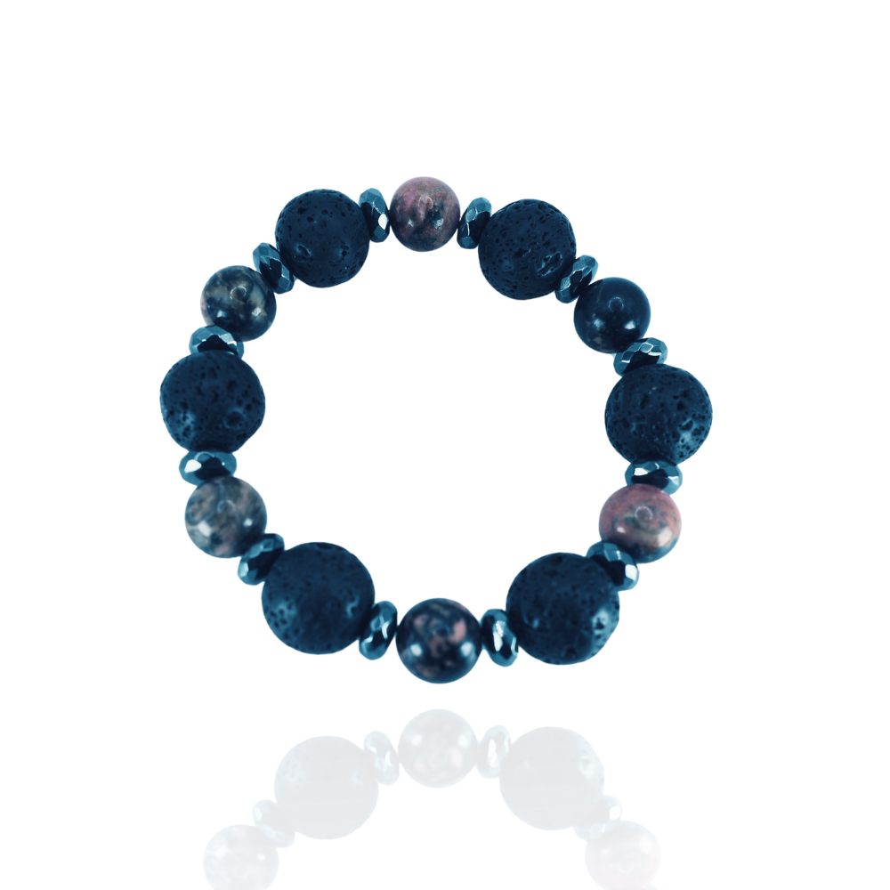 Rhodonite Lava-rock Hemitite Bracelet