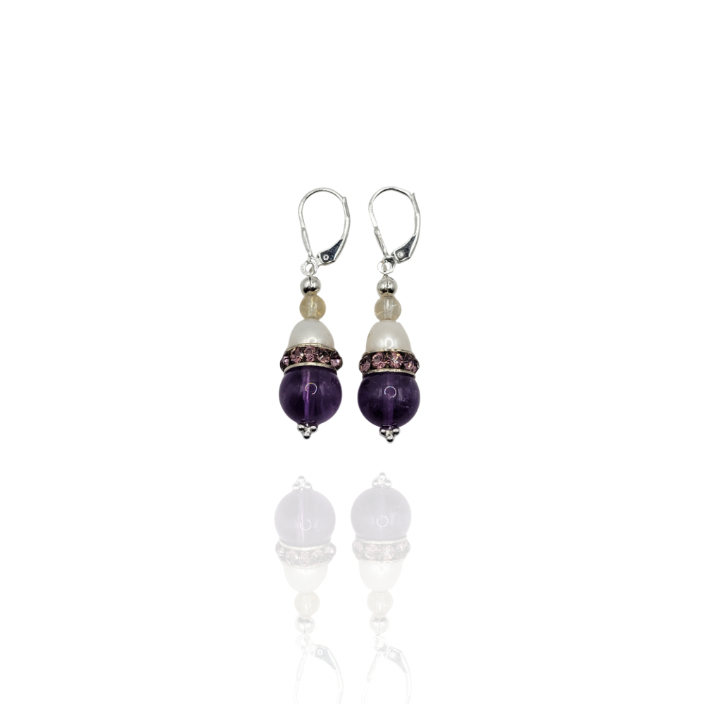 Pearl Amethyst Drop Earrings