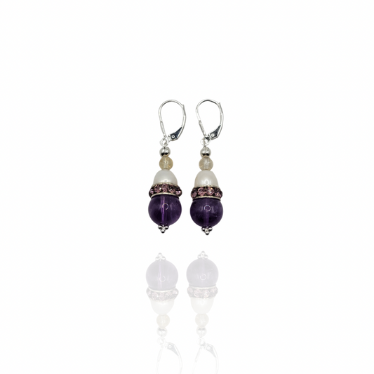 Pearl Amethyst Drop Earrings