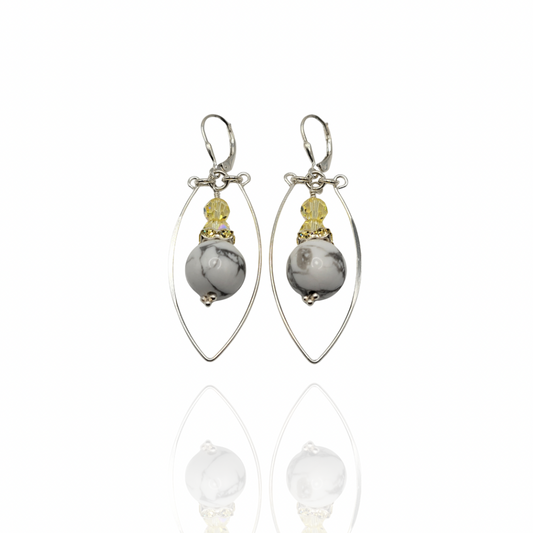 Howlite Oval Dangle Earrings