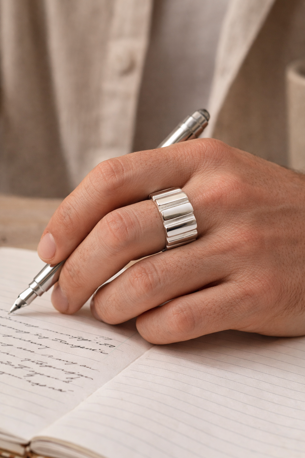 Ridge Sterling Silver Ring