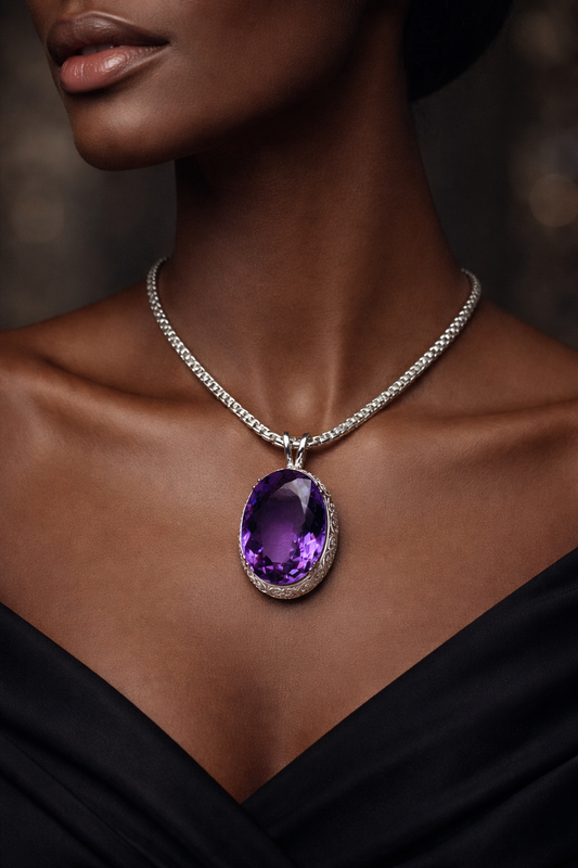 Amethyst Ornate Sterling Silver Necklace
