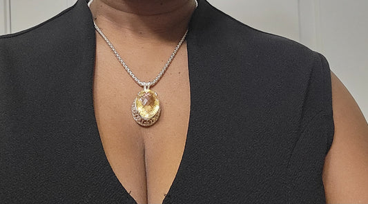 Citrine Ornate Sterling  Silver Necklace