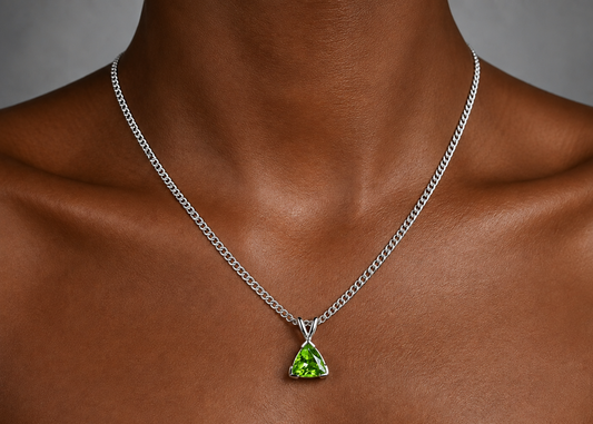 Trillion Peridot Pendant Necklace