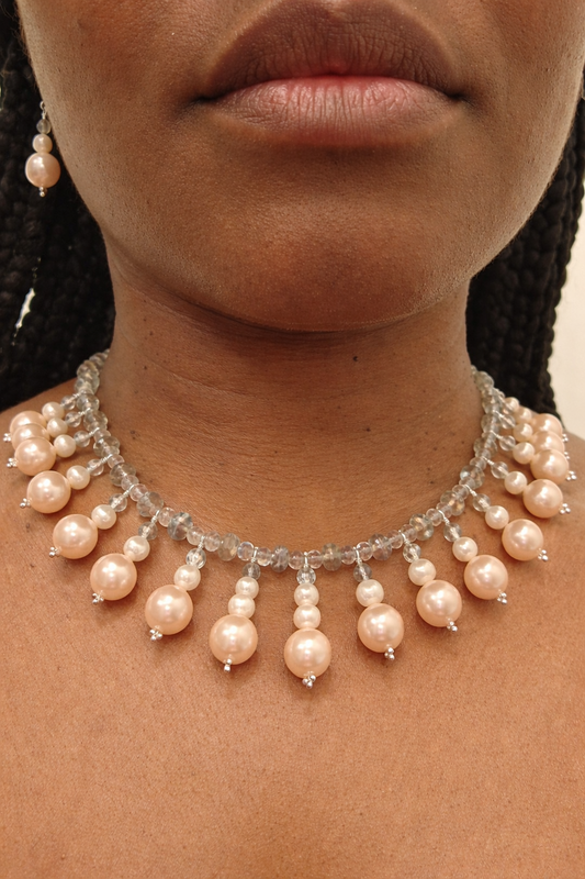Mother of Pearl Labradorite Statement Necklace